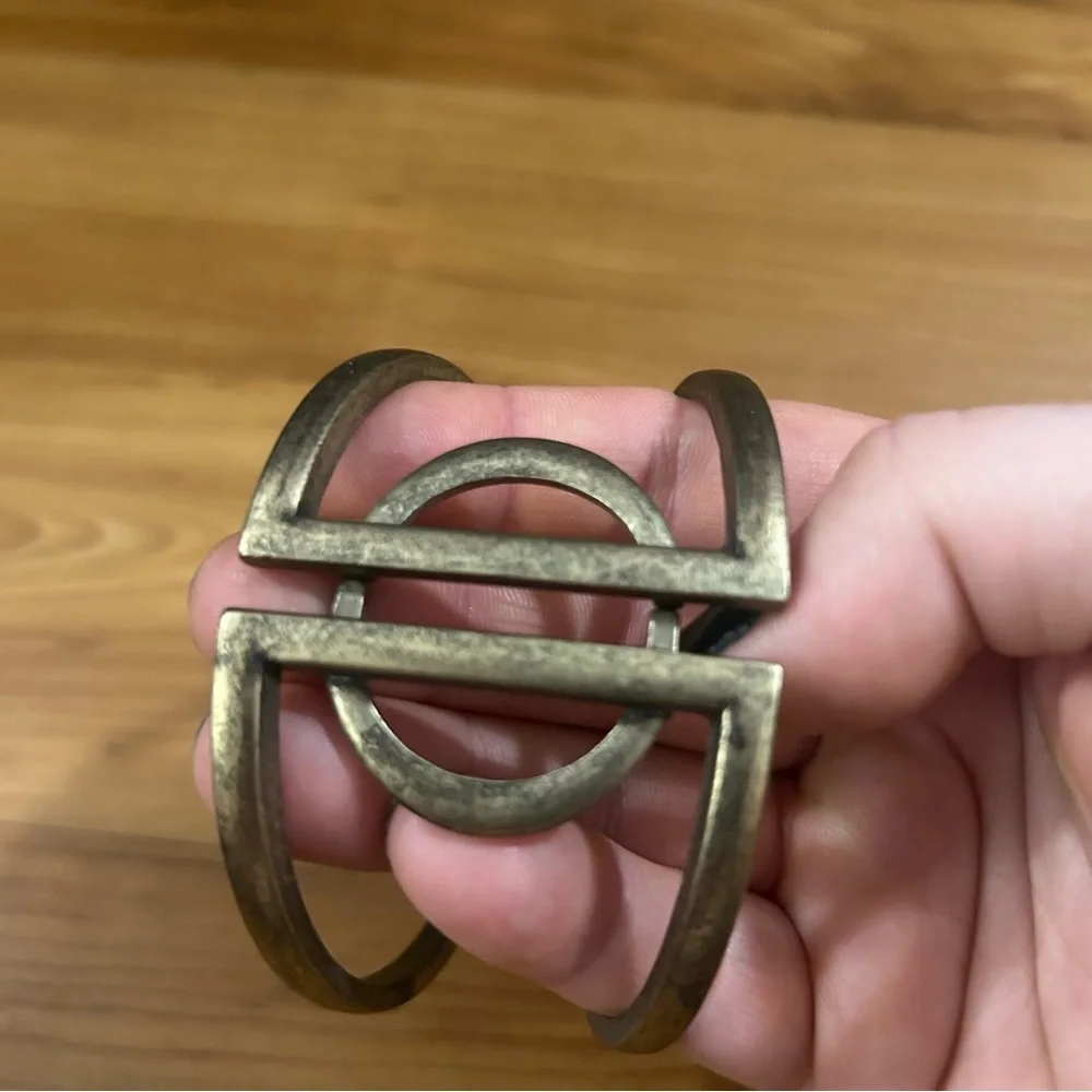 Bold Brass Plus Size Geometric Cuff Bracelet